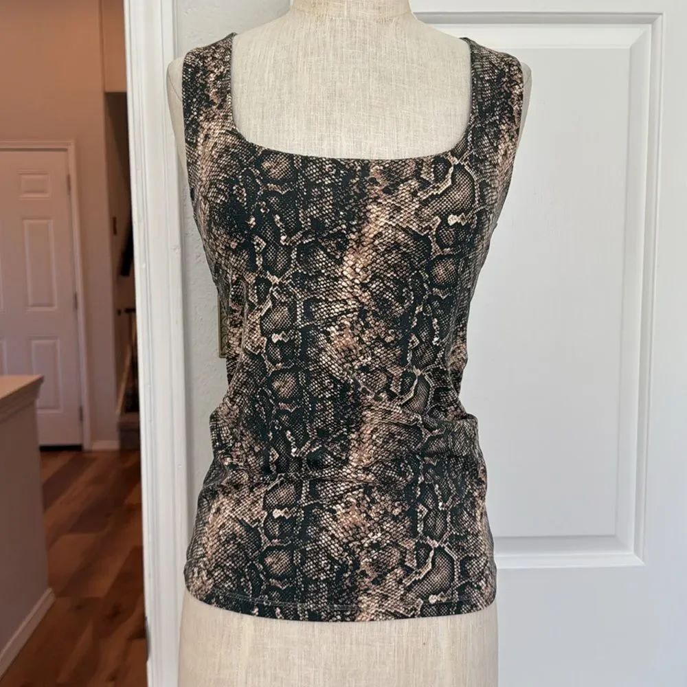Snakeskin Print square neck Sleeveless Top Zara